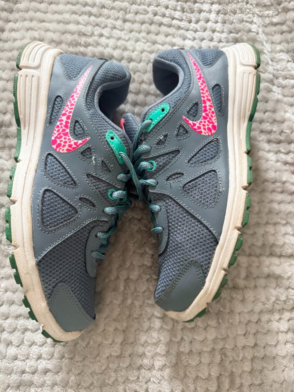 Vintage Nike Revolution 2 Running Shoes Gray/Pink/Teal Women's Size 9